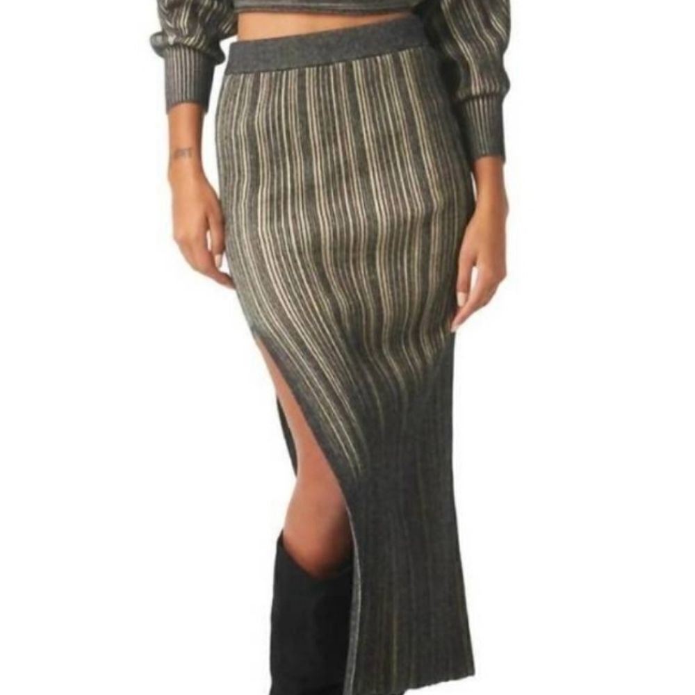 NEW MISA LOS ANGELES gloria skirt in black/taupe - SMALL - NWT